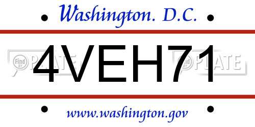 4VEH71 District Of Columbia License Plate