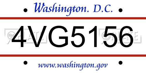4VG5156 District Of Columbia License Plate