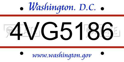 4VG5186 District Of Columbia License Plate