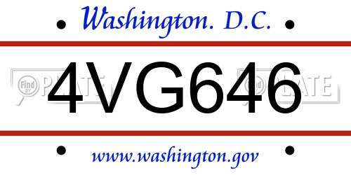 4VG646 District Of Columbia License Plate