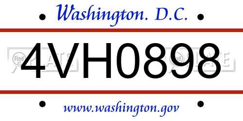 4VH0898 District Of Columbia License Plate