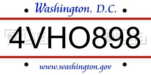 4VHO898 District Of Columbia License Plate