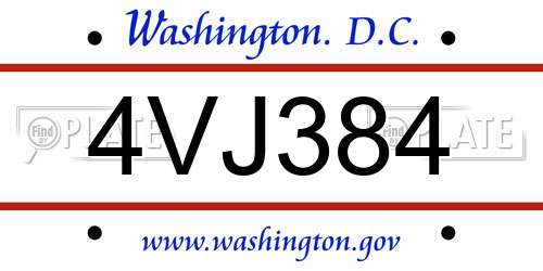 4VJ384 District Of Columbia License Plate