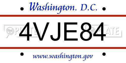 4VJE84 District Of Columbia License Plate