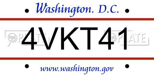 4VKT41 District Of Columbia License Plate