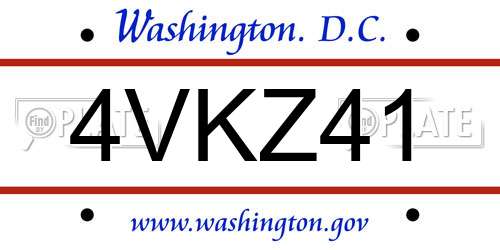 4VKZ41 District Of Columbia License Plate