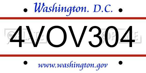 4VOV304 District Of Columbia License Plate