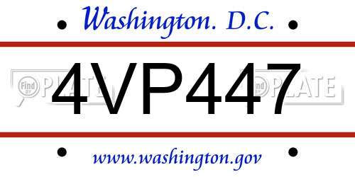 4VP447 District Of Columbia License Plate