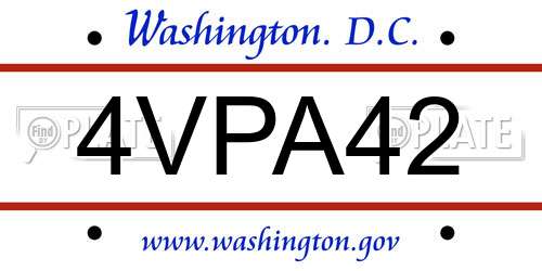 4VPA42 District Of Columbia License Plate