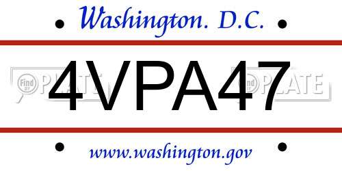 4VPA47 District Of Columbia License Plate
