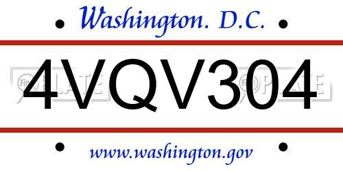 4VQV304 District Of Columbia License Plate