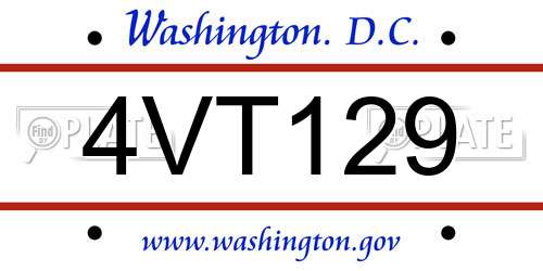 4VT129 District Of Columbia License Plate