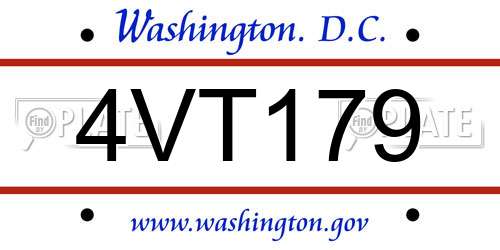 4VT179 District Of Columbia License Plate