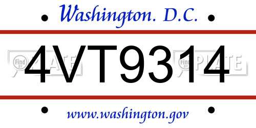 4VT9314 District Of Columbia License Plate