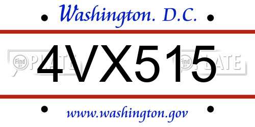 4VX515 District Of Columbia License Plate