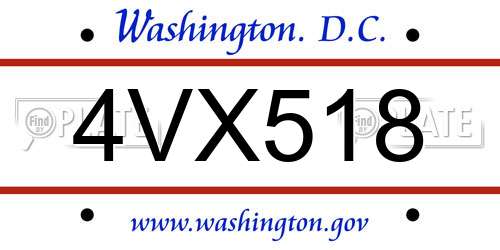 4VX518 District Of Columbia License Plate
