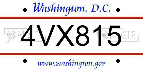 4VX815 District Of Columbia License Plate