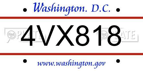 4VX818 District Of Columbia License Plate
