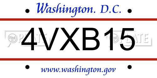 4VXB15 District Of Columbia License Plate