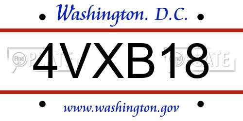 4VXB18 District Of Columbia License Plate