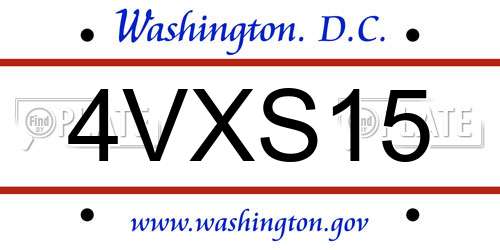 4VXS15 District Of Columbia License Plate