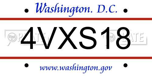 4VXS18 District Of Columbia License Plate