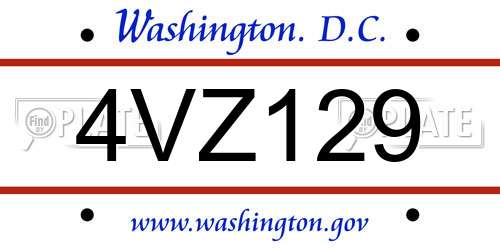 4VZ129 District Of Columbia License Plate