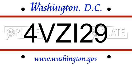 4VZI29 District Of Columbia License Plate