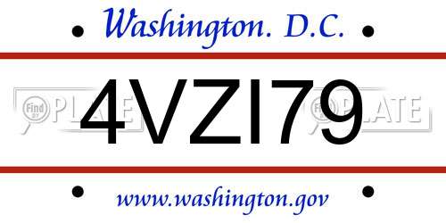 4VZI79 District Of Columbia License Plate