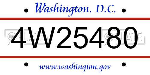 4W25480 District Of Columbia License Plate