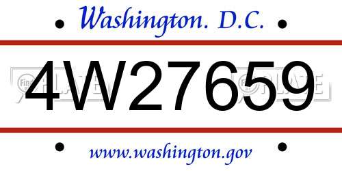 4W27659 District Of Columbia License Plate