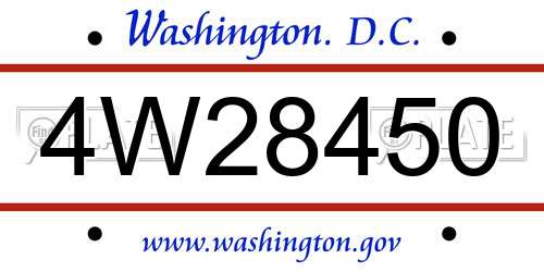 4W28450 District Of Columbia License Plate