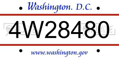 4W28480 District Of Columbia License Plate