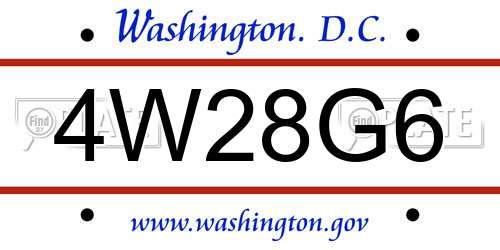4W28G6 District Of Columbia License Plate