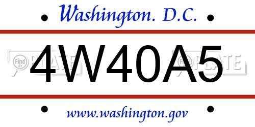 4W40A5 District Of Columbia License Plate