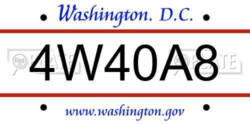 4W40A8 District Of Columbia License Plate