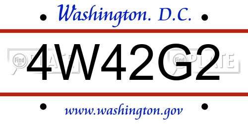 4W42G2 District Of Columbia License Plate