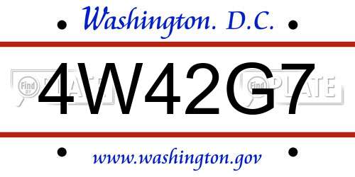 4W42G7 District Of Columbia License Plate