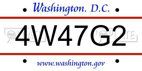 4W47G2 District Of Columbia License Plate
