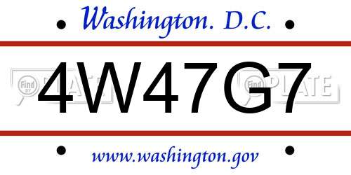 4W47G7 District Of Columbia License Plate