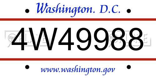 4W49988 District Of Columbia License Plate