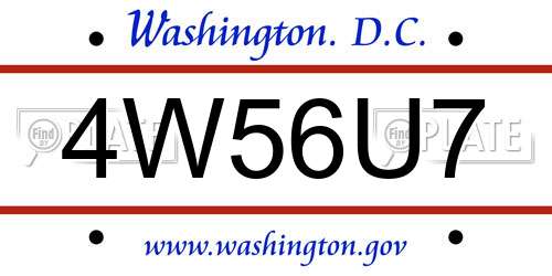 4W56U7 District Of Columbia License Plate
