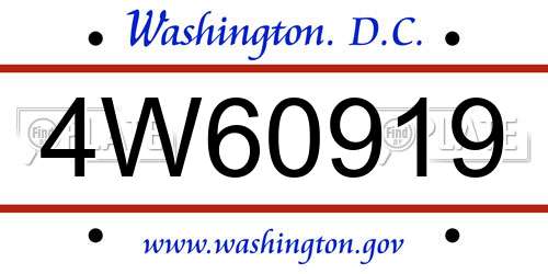 4W60919 District Of Columbia License Plate