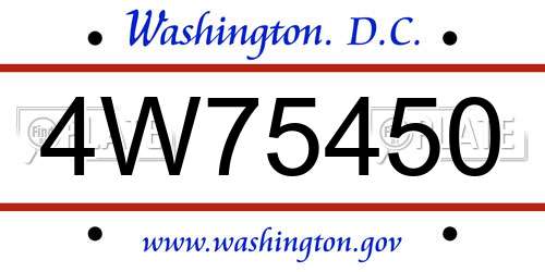 4W75450 District Of Columbia License Plate