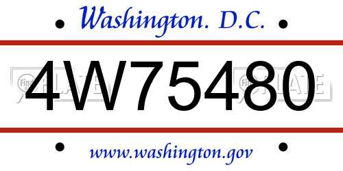 4W75480 District Of Columbia License Plate