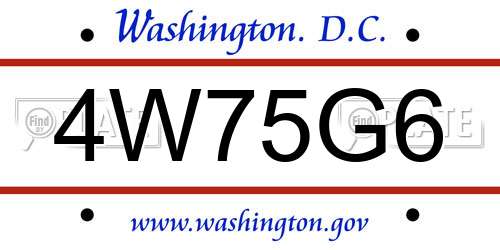 4W75G6 District Of Columbia License Plate