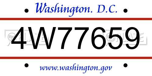 4W77659 District Of Columbia License Plate
