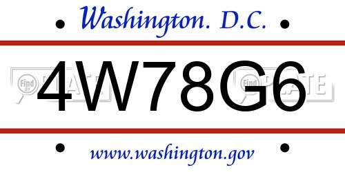 4W78G6 District Of Columbia License Plate