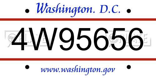 4W95656 District Of Columbia License Plate