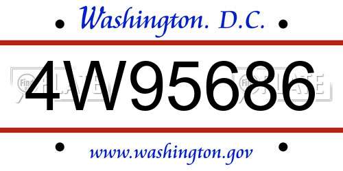4W95686 District Of Columbia License Plate